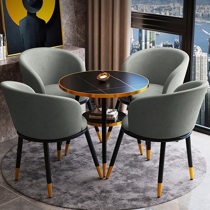 Glam Style Dining Room Set with Sintered Stone Top and 3 Legs Base Formal Table Set