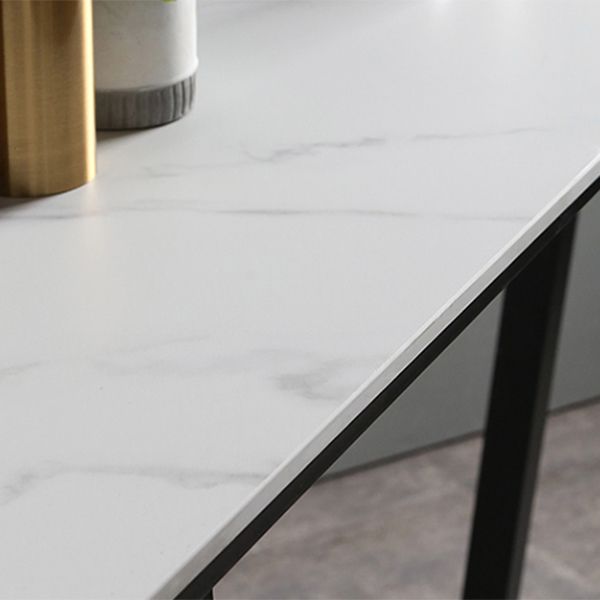Industrial Rectangle Indoor Bar Dining Table White Stone Bistro Table Fixed Table