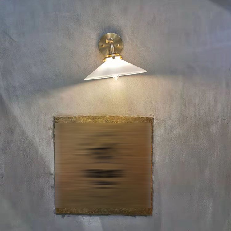 Stile industriale Lampada a parete svasata vetro 1 illuminazione montata a parete in oro