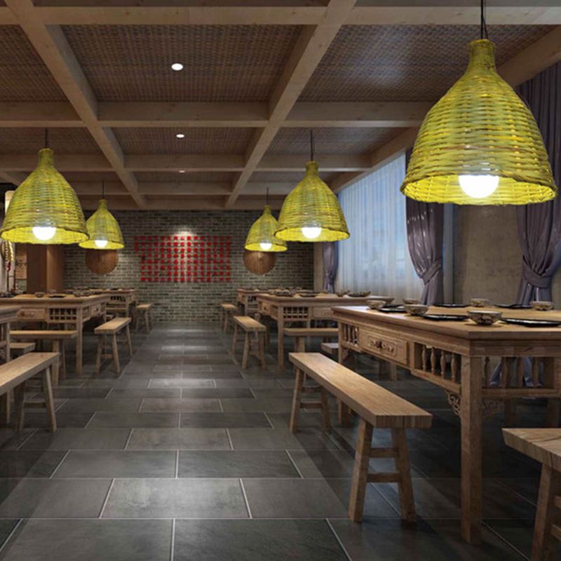 Bamboo Bamboo Shade Pendante Light Rustic 1 Head Luminaire Luminaire pour rétaurant