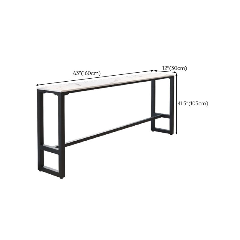 Rectangle Faux Marble Bar Height Table Contemporary Trestle Base Bar Table
