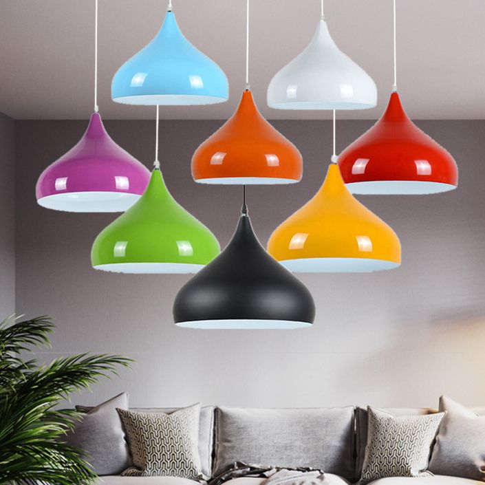 Lacquered Aluminium Indoor Pendant Light in Modern Creative Style Tapered Macaron Hanging Lamp