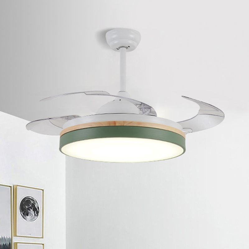 43 "W rund Esszimmer Hanging Lüfterleuchte Acryl-LED Nordic Semi Flush Lampe mit 3-Blatt und Fernbedienung