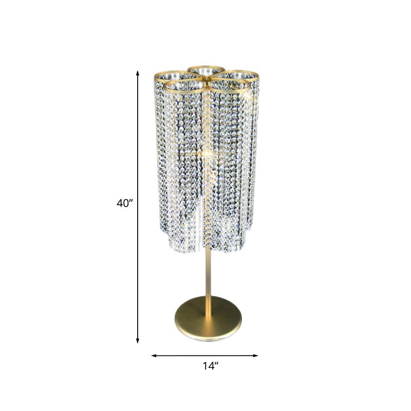 Crystal kralen Tassel drape tafel licht modernistische 1-licht hotel nachtstandaard lamp in goud
