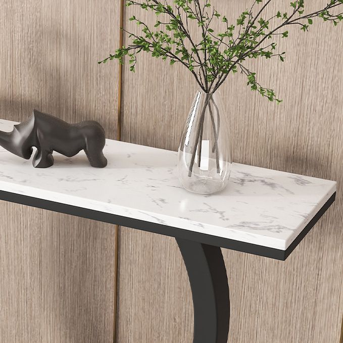Glam Style Accent Table with Pedestal Base and Marble Rectangle Top