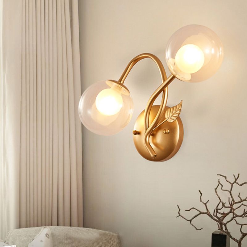 Modern Sconce Light Fixture 2-Light Wall Sconce with Metal and Glass for Living Room