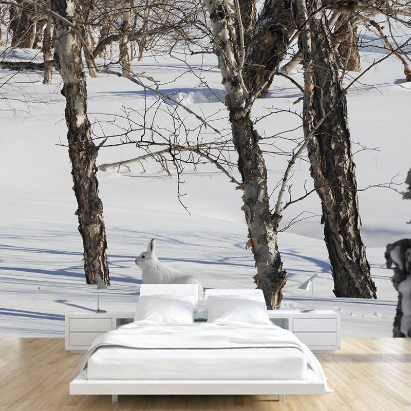 Hare Animal Mural Wallpaper Stain Resistant Wall Covering for Living Room