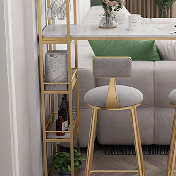 Modern 1/3 Pieces Bar Table Set Stone Counter Table with High Stools for Cafe Living Room