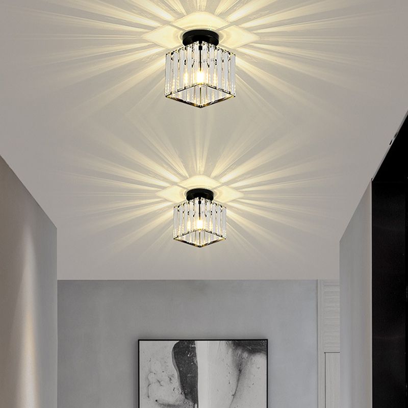 Modern Crystal Ceiling Lamp Geometric Flush Mount Light Fixture for Bedroom