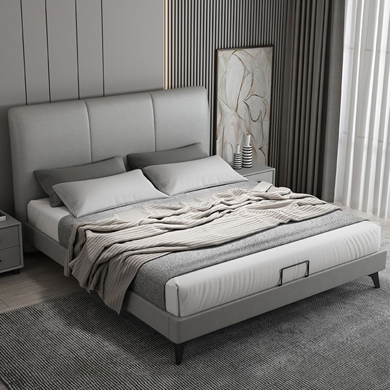 Modern Wooden Headboard with Rectangular Panel and Metal Legs