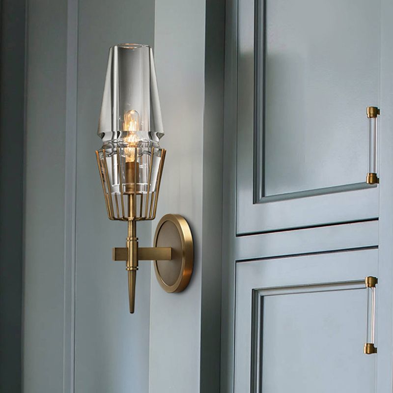 Metal Geometric Shape Wall Light Modern Style Multi Lights Wall Light Sconce in Brass