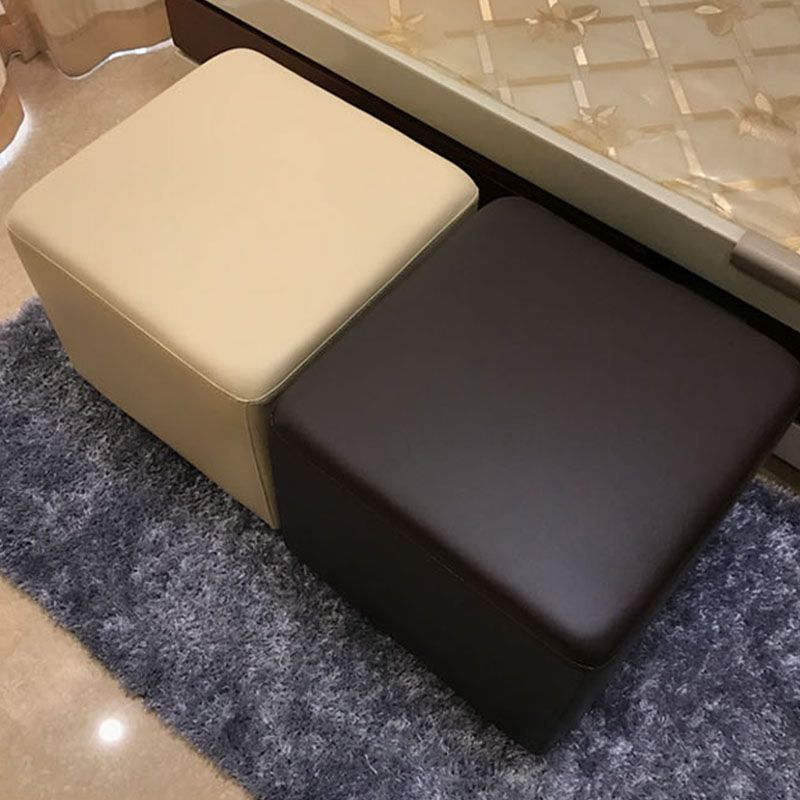 Modern Square Footstools Genuine Leather Foot Stool , 15.6 Inch Width