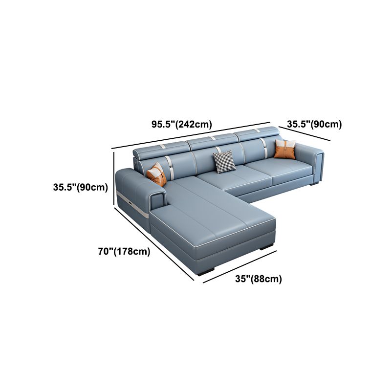 Scandinavian Light Blue Sofa/Sectional with Square Arm for Living Room