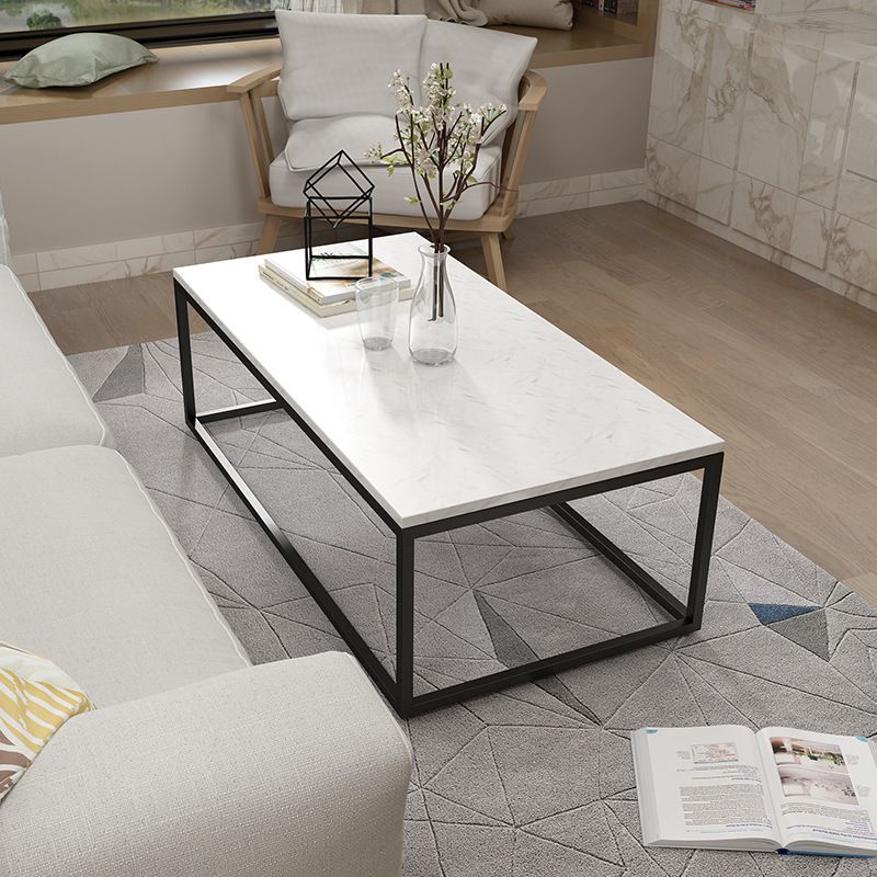 White Marble Coffee Table Glam Frame Coffee or End Table, 17.71" Wide