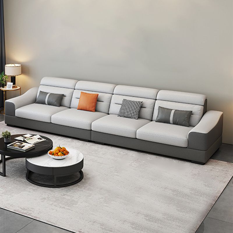 Contemporary Faux Feather Sofa & Chaise with Pillows for Living Room