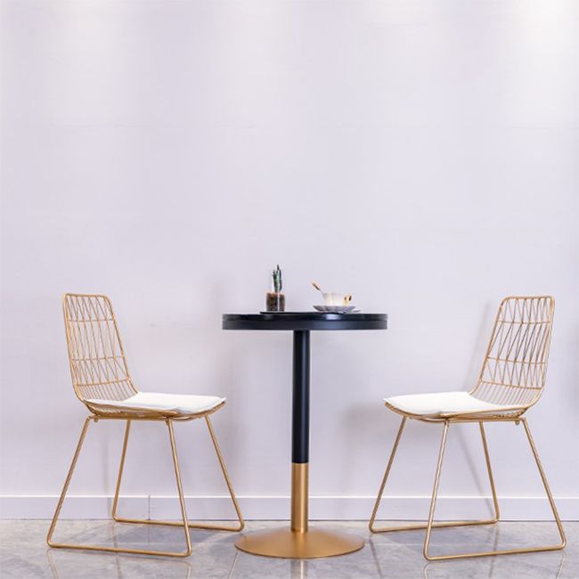 1/3/4 Pieces Glam Iron Bar Table Set Round Bistro Set with Black Faux Marble Top