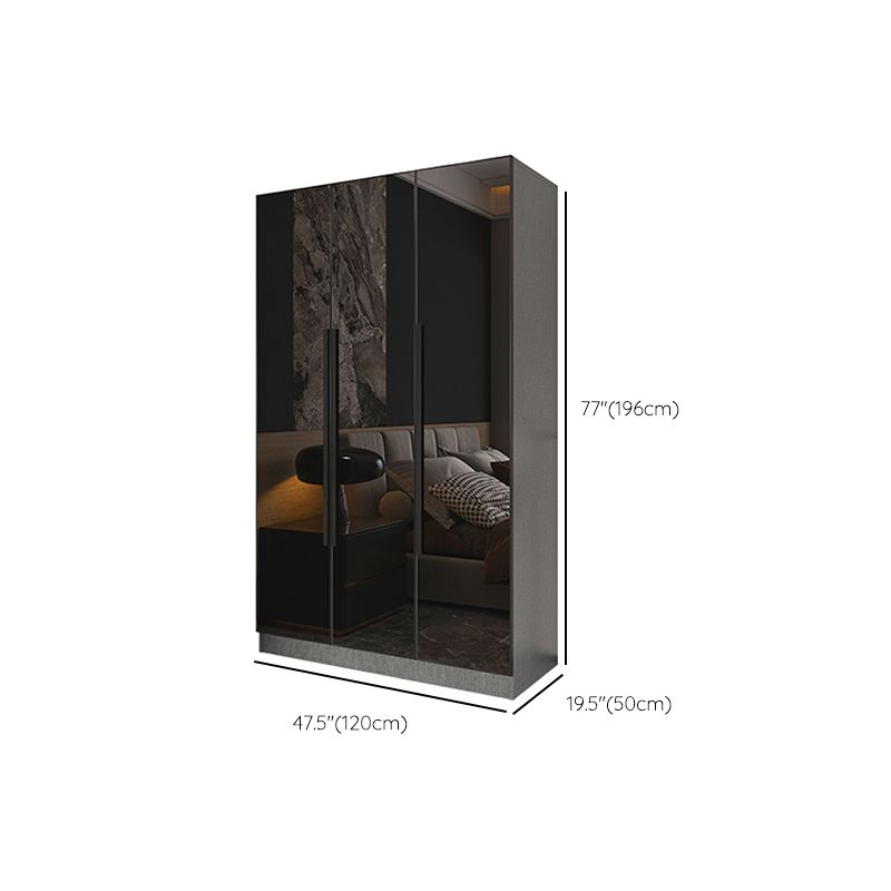 Black Color Glass Wardrobe Soft Close Door Wardrobe Closet for Home