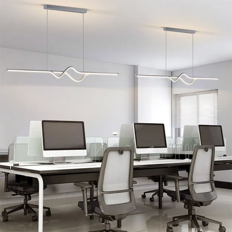 Linear Ceiling Pendant Minimalist Mental 1 Light Hanging Lamp