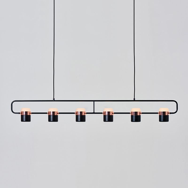 6 Light Cylinder Island Lighting Fixtures Contemporary Metal Island Lighting Ideas in Black