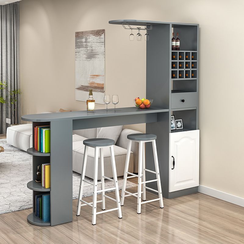 Modern Rectangle Wood Counter Table 3 Pieces Bar Table Set for Living Room