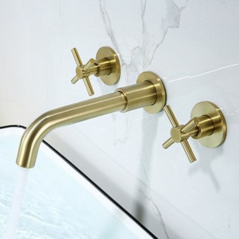 Glam Style Faucet 3 Holes Wall Mounted Bathroom Faucets with 2 Cross Handles