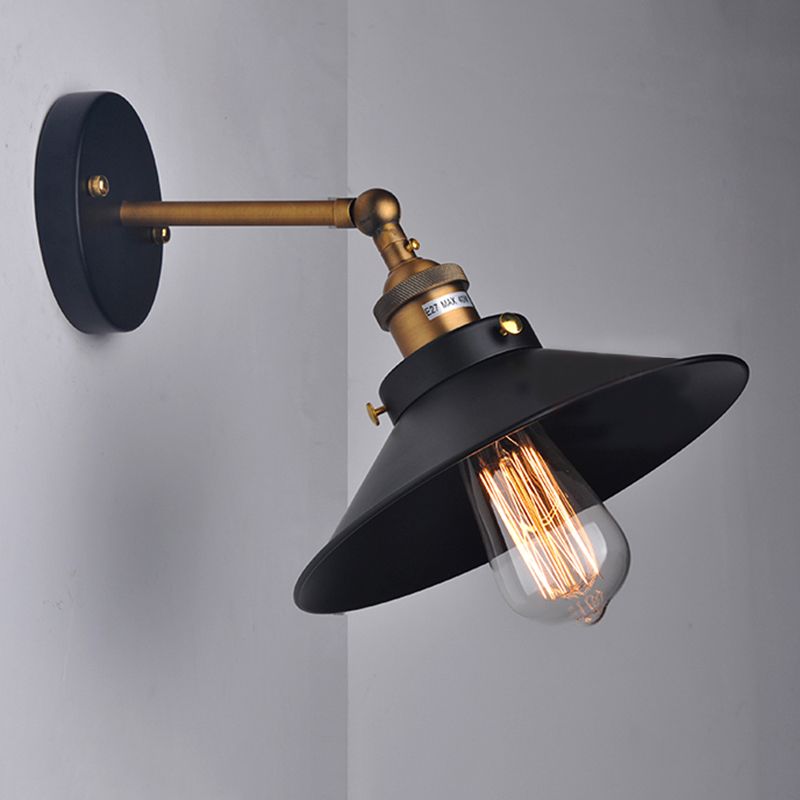 Kegelwandleuchte Lampenleuchte Industriellen Eisen 1-Licht-Wandmontageleuchte in Schwarz