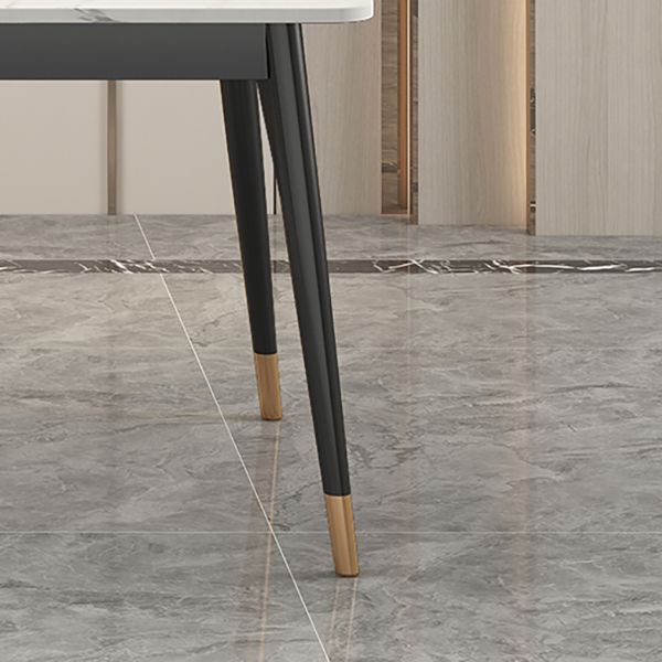 Modern Style Rectangle Stone Table Standard Height Dining Table with 4 Legs