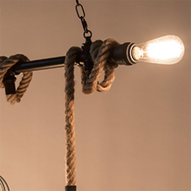 Industrial Iron Cage Shape Island Lamp Metal 5 Lights Pendant Light for Restaurant