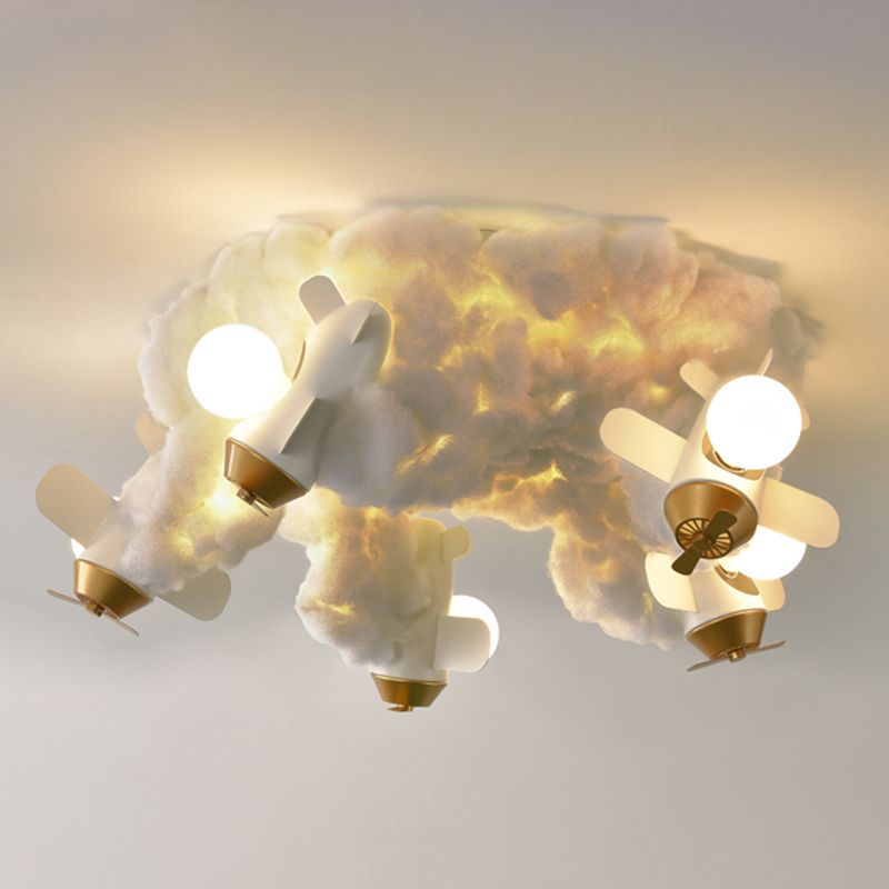 White Metal Cartoon Flush Mount LED Flush Light Fixture for Children's Room