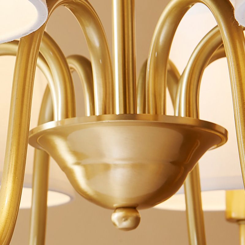Multi-Head Chandelier Lighting Fixtures American Style Suspension Light with White Fabric Shade