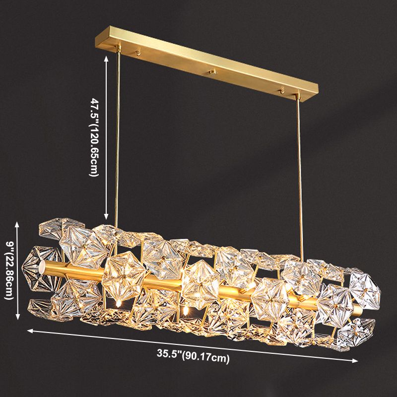 Pendants contemporains Crystal de flocon de neige 18 lumières de l'île légère en or