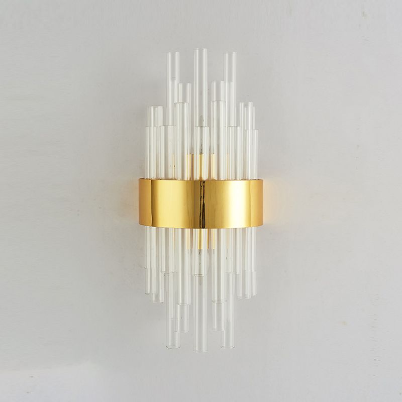 Modern Style Liner Wall Light Crystal 2 Light Sconces for Bedroom