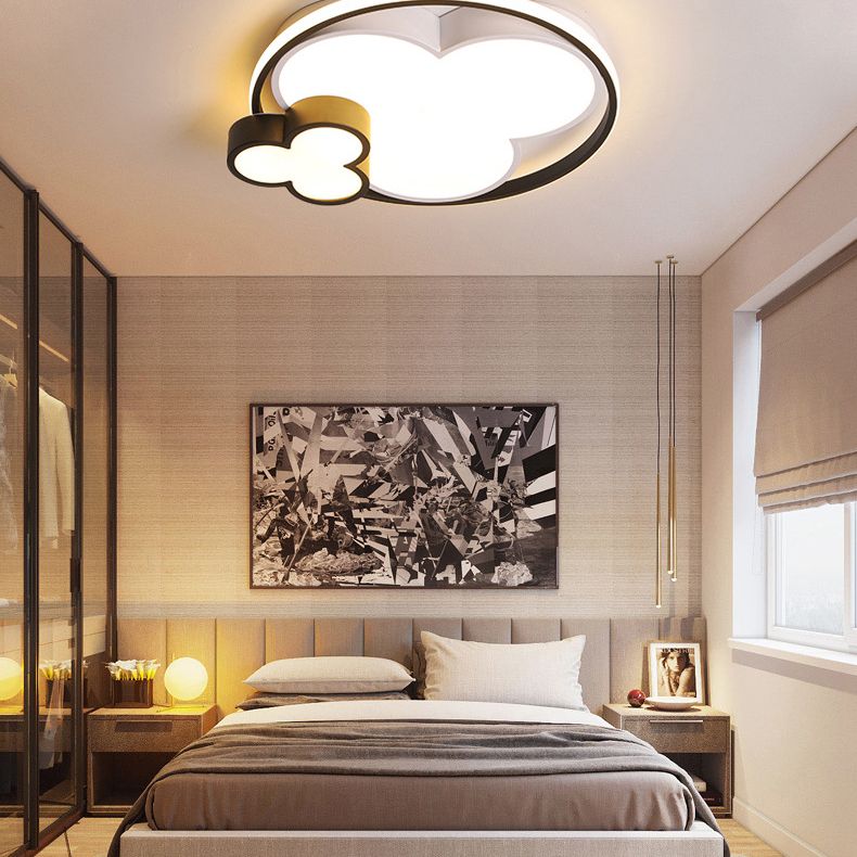 Modern Plum Shaped Flush Light Acrylic Bedroom LED Ceiling Mount Light in Black-White