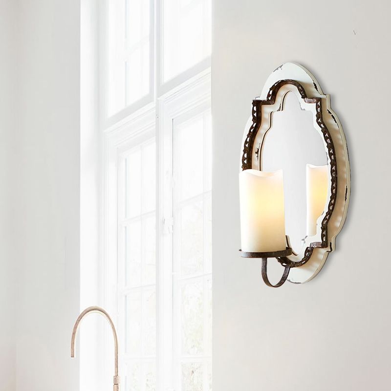 1 Light Vanity Sconce Light Rustic Cylinder Clear Glass Wall Lighting Fixture in Black/Blue for Bathroom