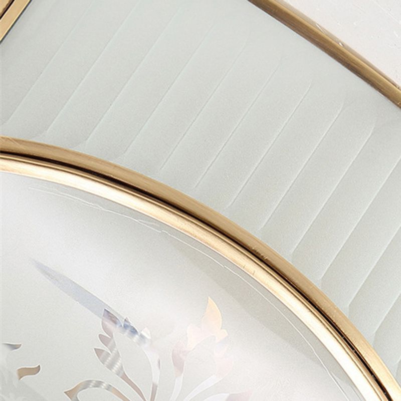 Gold Bowl Ceiling Light in Colonical Luxury Style Copper Flush Mount with Printing Glass Shade