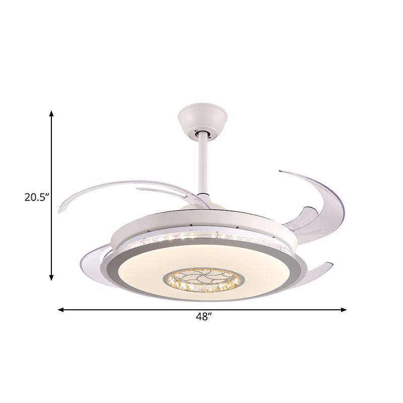48 "W LED Circle Halbflush Licht Modernismus weiße Acryl 4 klare Klingen Deckenheizlüftel Lampe für Schlafzimmer