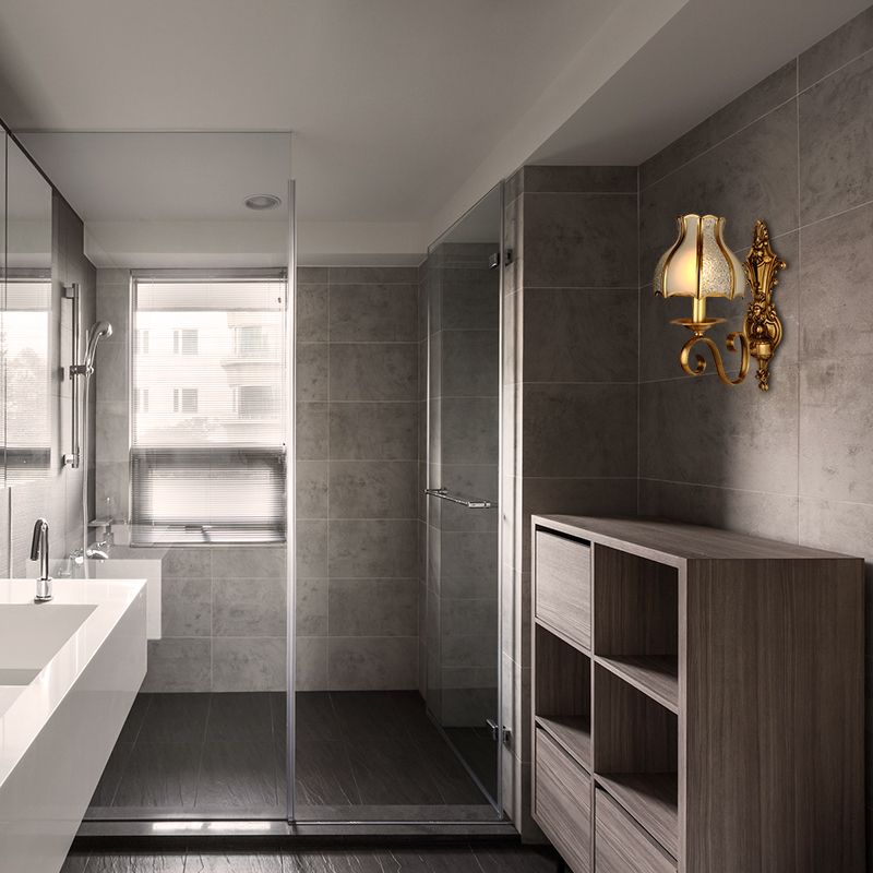 Messing 1/2-licht wandlicht SCONCE Traditionele metalen gebogen wand gemonteerd lamp voor woonkamer