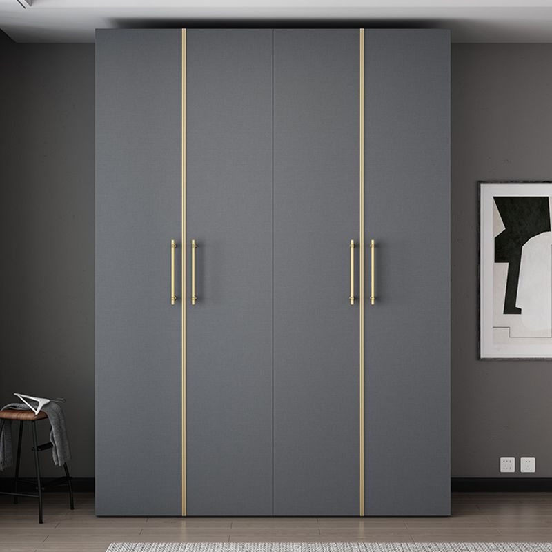Modern Wardrobe Closet Grey Engineered Wood Wardrobe Cabinet