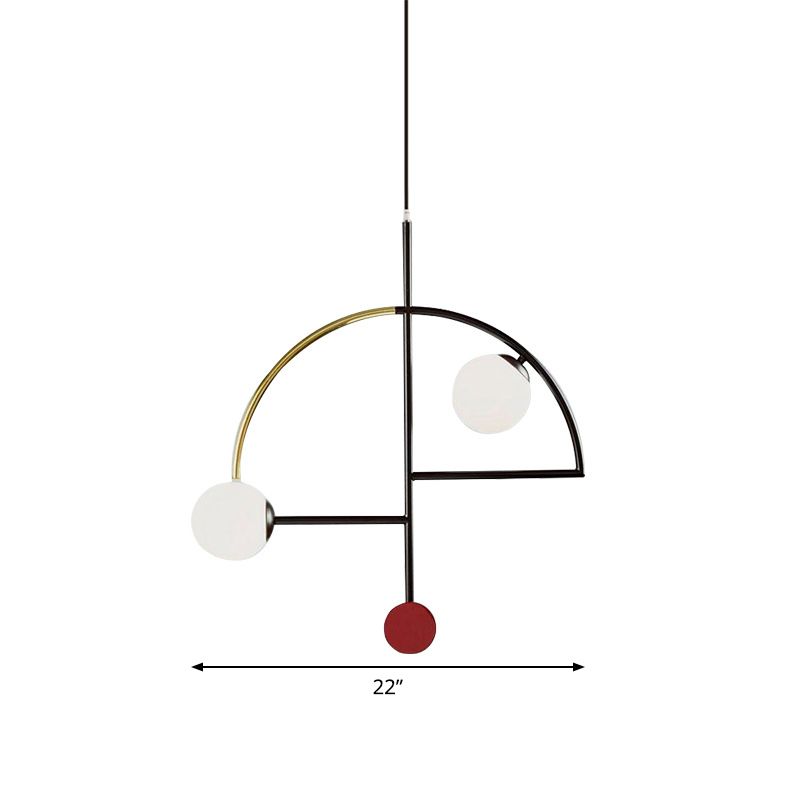 Schwarz-Gold-Hemisphäre Decke Kraut Kronleuchter Moderne Metall 2 Head Open Kitchen Lighting Ideen