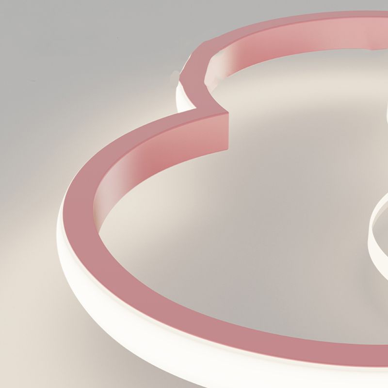 Metal Heart Shape Flush Ceiling Light Modern Style 4 Lights Flush Mount Lighting in Pink