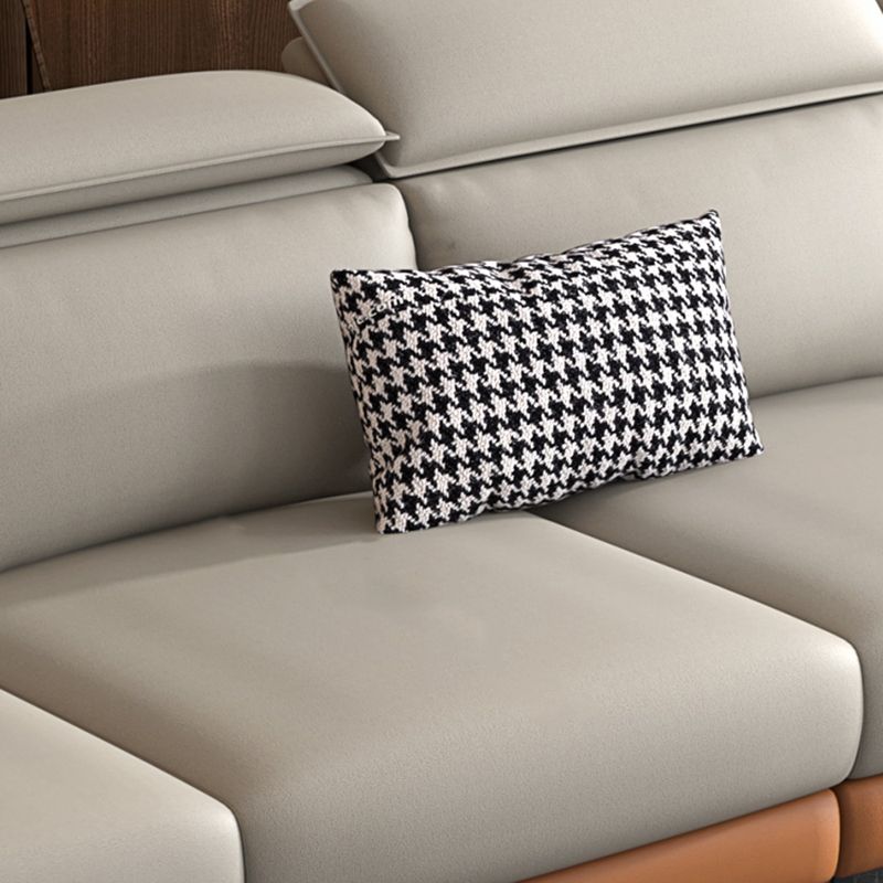 L-Shape Faux Leather Slipcovered Sofa Stain-Resistant Sectional and Chaise for 4 People