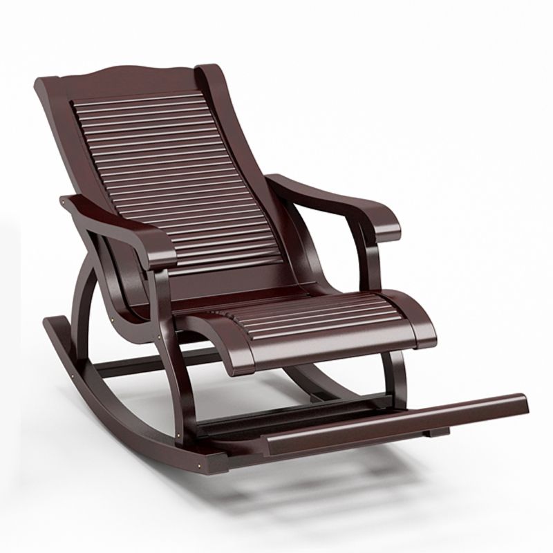 Traditional Rocking Chair Rubber Wood Trapezoidal Back Solid Color Indoor Rocking Chair
