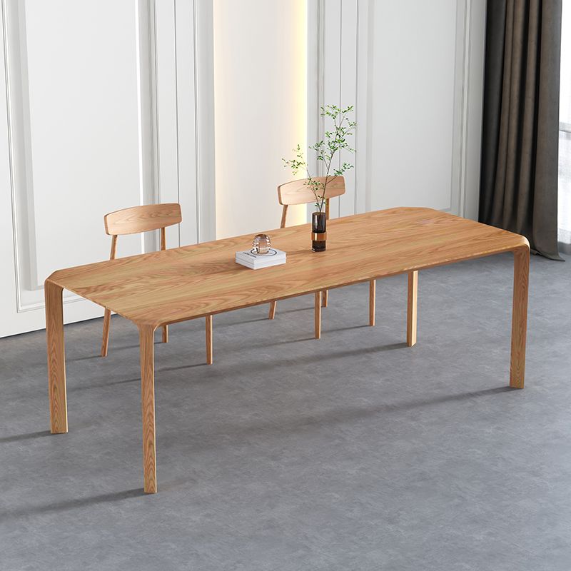 Solid Wood 4 Legs Dining Site Table Modern Rectangle Fixed Dinette Table
