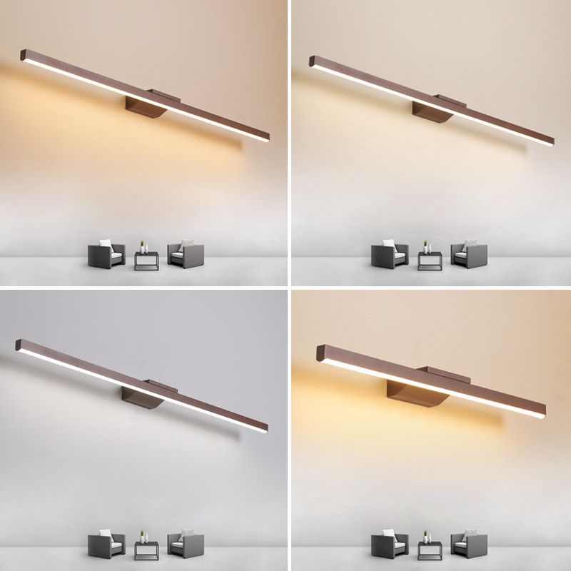 Straight Wall Sconce Lighting Simplicity Acrylic LED Bathroom Sconce Light Fixture in Coffee
