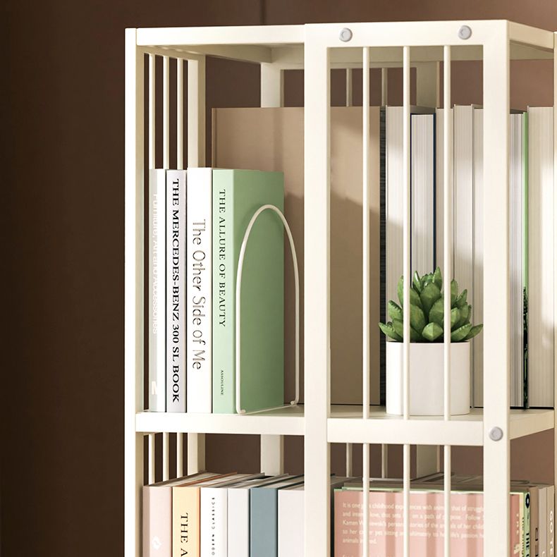 Modern Metal Bookshelf Pure White Standard Open Shelf Vertical Bookcase