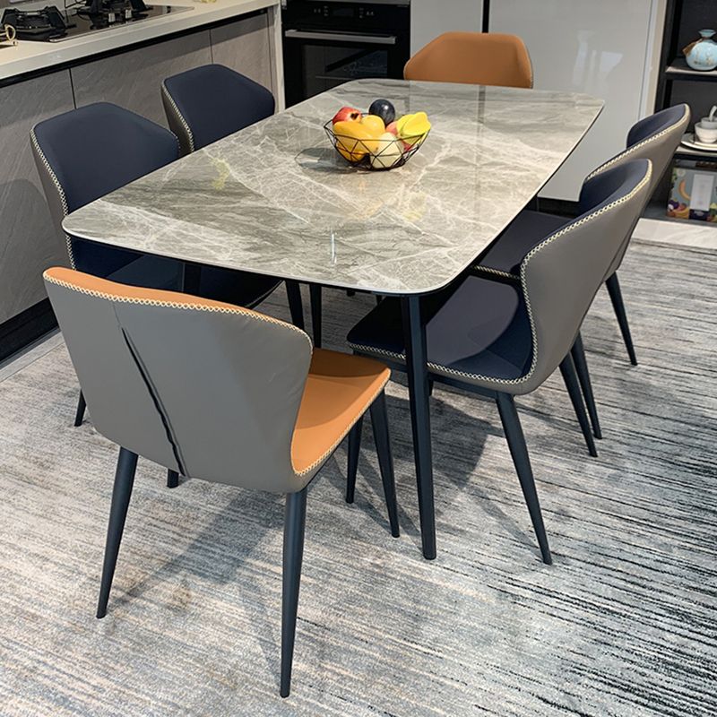 Modern Rectangle Stone Table 4 Legs Standard Height Kitchen Dining Table without Chair
