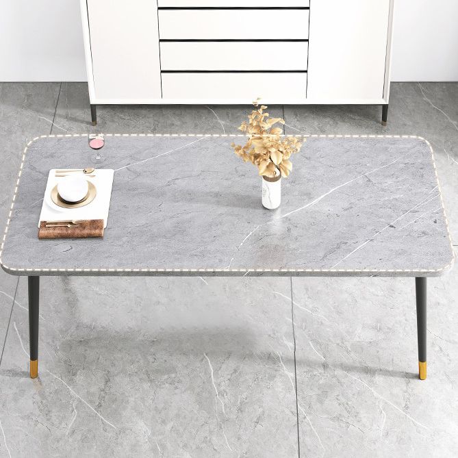 Contemporary Rectangle Shape Kitchen Dining Table Sintered Stone Dining Table with 4 Legs Base