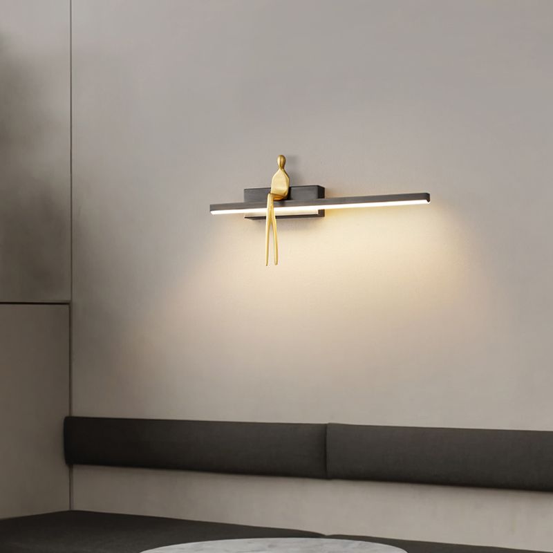 LED Modern Metal Wall Sconce Linear Shape Wall Light with Acrylic Shade for Bedroom