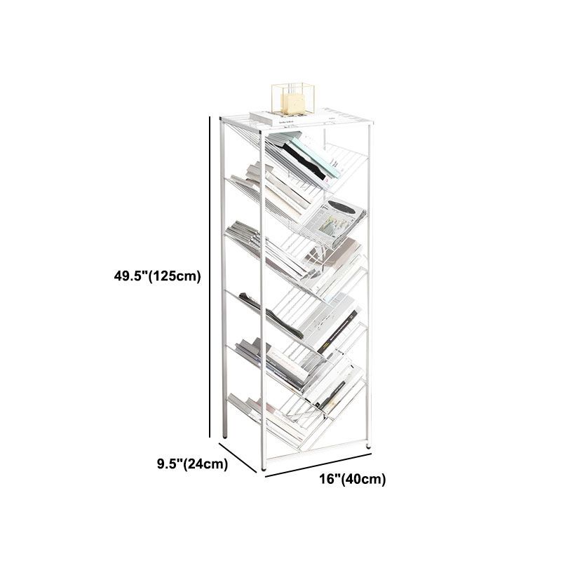 Modern Etagere Metal Bookcase White Vertical Shelf Bookcase for Study Room