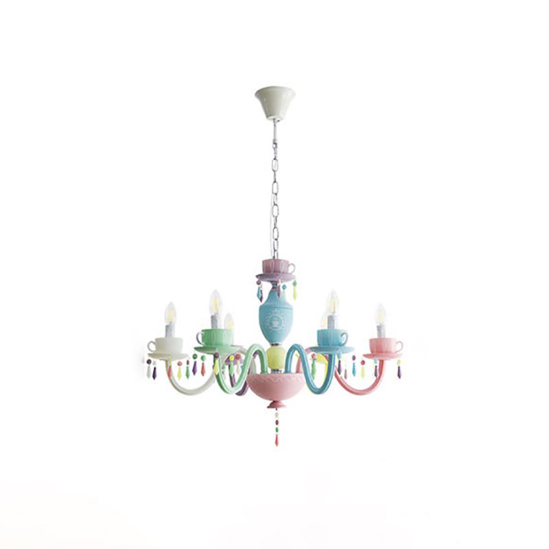 Lustre en macaron multi-tête contemporain luminaires de pendentif en verre métallique pour chambre à coucher pour la chambre à coucher